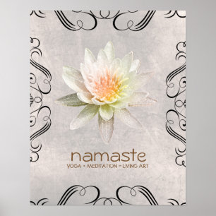 Affiche Aquarelle Lotus Fleur Namaste Méditation Yoga