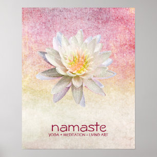 Affiche Aquarelle Lotus Fleur Namaste Méditation Yoga