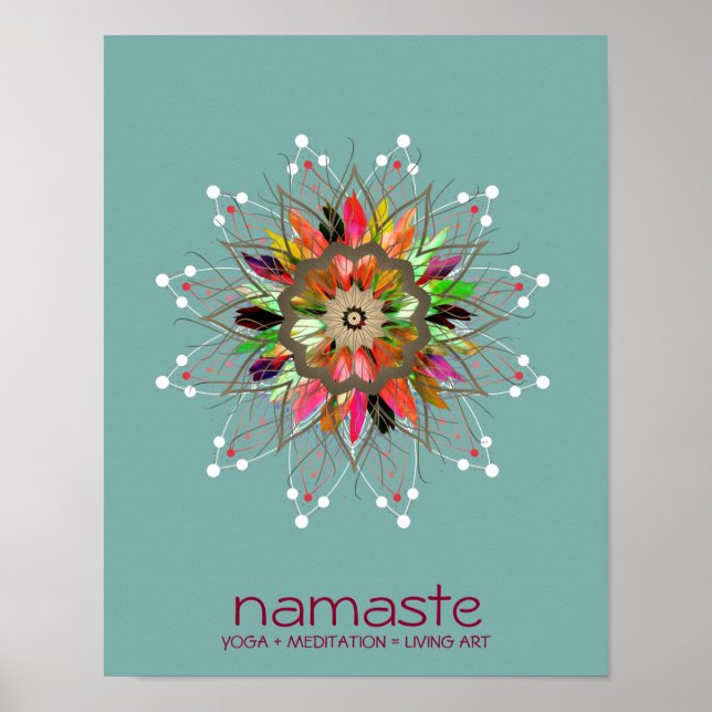 Affiche Aquarelle Lotus Fleur Namaste Yoga Méditation Po (Devant)