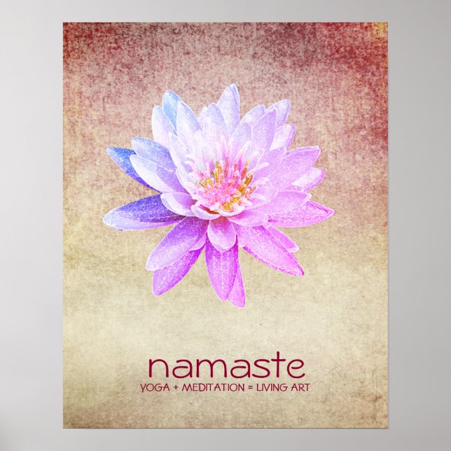 Affiche Aquarelle Lotus Fleur Purple Yoga Méditation (Devant)