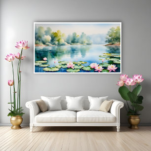 Affiche Aquarelle Lotus Pond