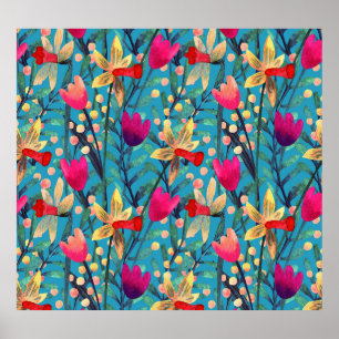 Affiche Aquarelle Lumineuse : Design Floral Sans Maille.