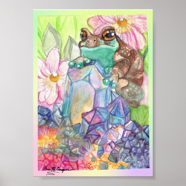 Affiche Aquarelle magique de grenouille de lait (Devant)