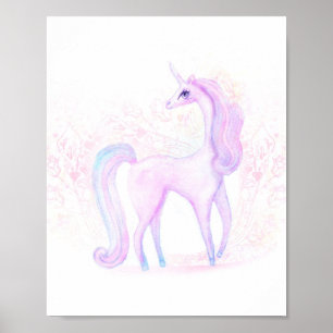 Affiche Aquarelle magique Unicorn Art
