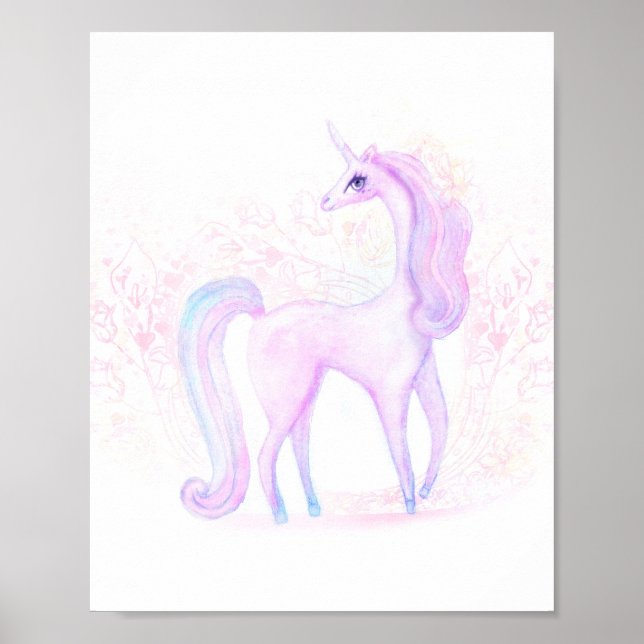 Affiche Aquarelle magique Unicorn Art (Devant)
