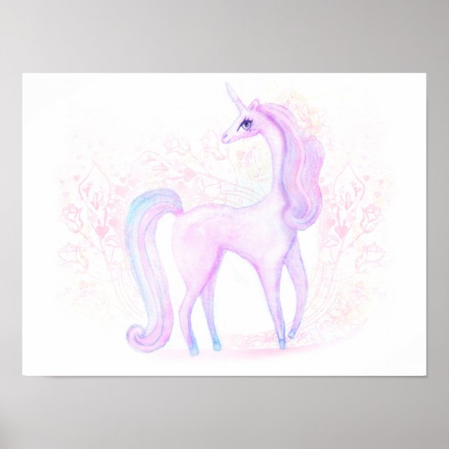 Affiche Aquarelle magique Unicorn Art (Devant)
