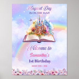 Affiche Aquarelle Magique Unicorn Pastel Rainbow Anniversa