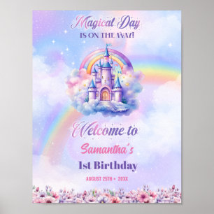 Affiche Aquarelle Magique Unicorn Pastel Rainbow Anniversa