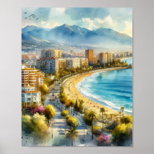 Affiche Aquarelle Marbella Espagne