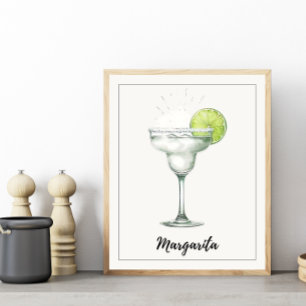 Affiche Aquarelle Margarita Cocktail Art Print Bar Decor