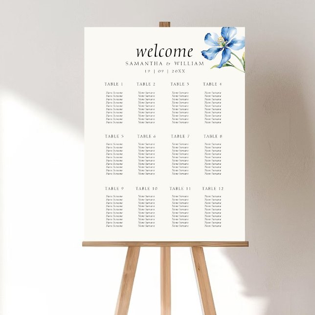 Affiche Aquarelle Mariage bleu fleur (Créateur téléchargé)