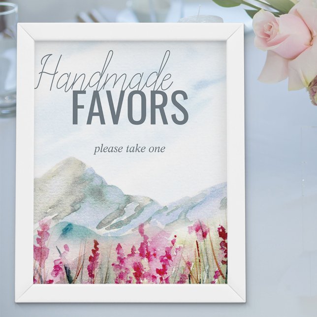 Affiche Aquarelle Mariage de montagne Faveurs (Créateur téléchargé)