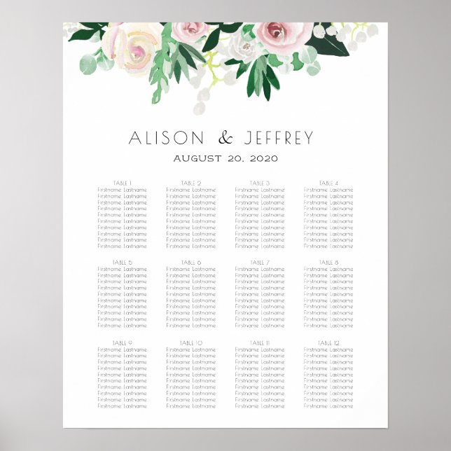 Affiche Aquarelle Mariage vert floral (Devant)