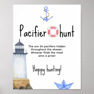 Affiche Aquarelle marine - baby shower de chasse au Pacifi