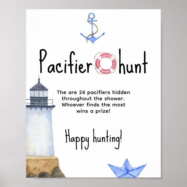 Affiche Aquarelle marine - baby shower de chasse au Pacifi (Devant)