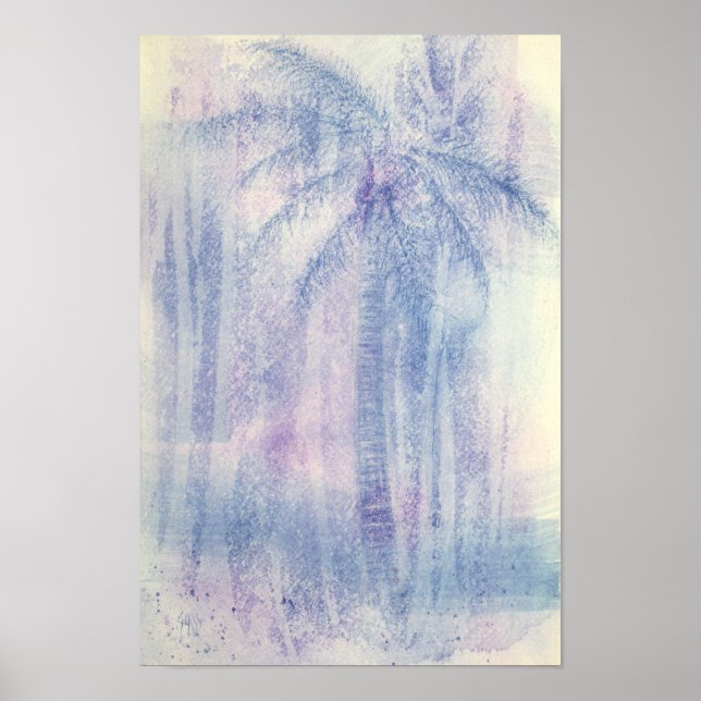 Affiche Aquarelle marine de Palm Abstrait (Devant)