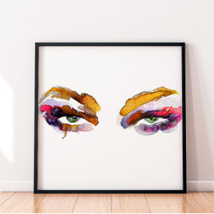 Affiche Aquarelle marque de maquillage oculaire rose