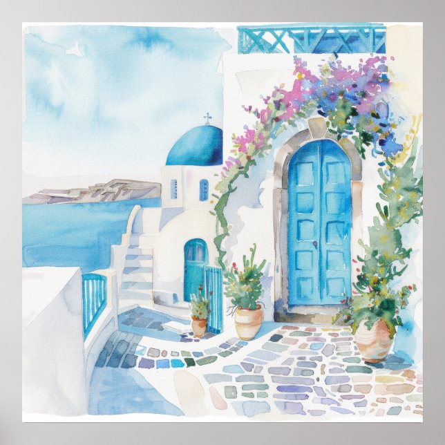 Affiche Aquarelle Méditerranée  (Devant)