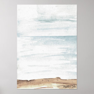 Affiche Aquarelle mer aux couleurs claires