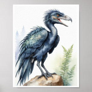 Affiche Aquarelle Microraptor Dinosaur