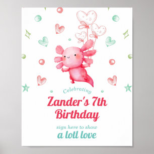Affiche Aquarelle mignonne Bébé Axolotl Signalisation Anni