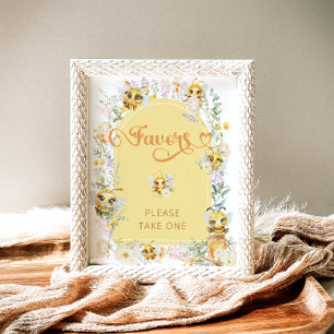 Affiche Aquarelle mignonne Bee Faveurs