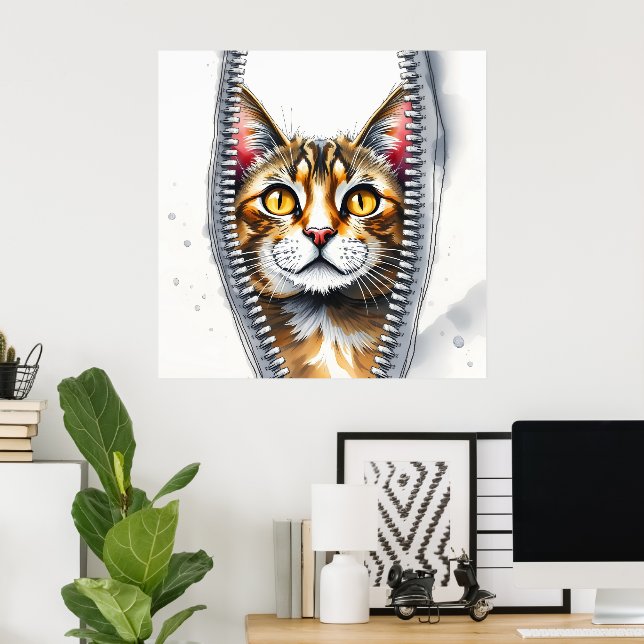 Affiche Aquarelle mignonne belle collection de chats moder (Bureau à domicile)