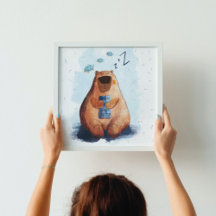 Aquarelle mignonne Ours couchage Bébés Enfants Nur