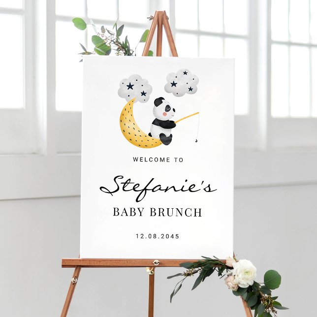 Affiche Aquarelle mignonne Panda Bébé Brunch Bienvenue (Créateur téléchargé)