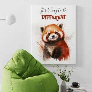 Affiche Aquarelle mignonne Panda rouge Motivation