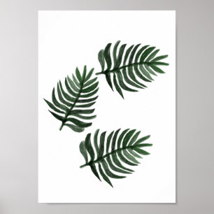 Affiche Aquarelle minimaliste Palme tropicale Art Feuille