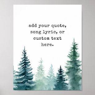 Affiche Aquarelle moderne Arbres Citation personnalisée