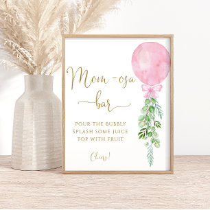 Affiche Aquarelle Moderne Ballotte rose barre Maman-osa