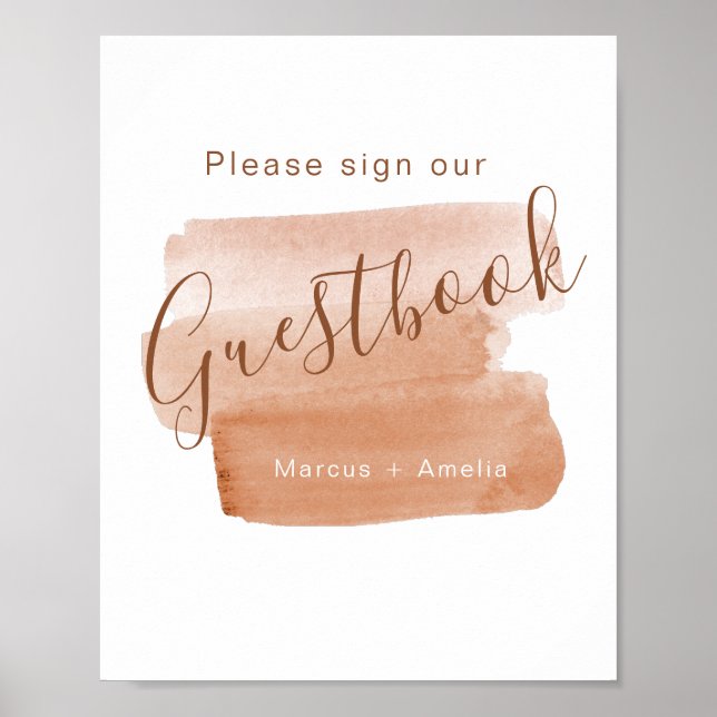 Affiche Aquarelle moderne Brushstroke Minimaliste invité (Devant)