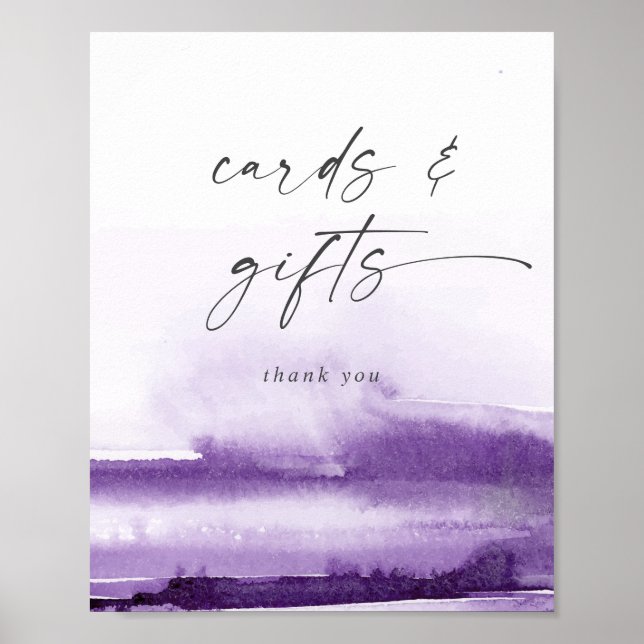Affiche Aquarelle Moderne | Carte et Cadeau Violet (Devant)