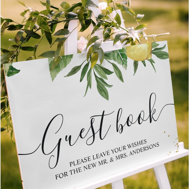 Affiche Aquarelle moderne Citrons et feuilles jaunes (Créateur téléchargé)