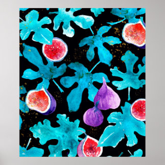Affiche Aquarelle moderne Figes Fruit sur oreiller à Throw