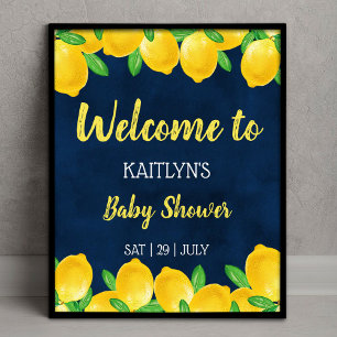 Affiche Aquarelle moderne Lemon Tree Baby shower Bienvenue