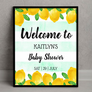 Affiche Aquarelle moderne Lemon Tree Baby shower Bienvenue