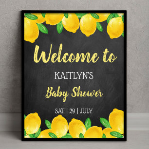 Affiche Aquarelle moderne Lemon Tree Baby shower Bienvenue