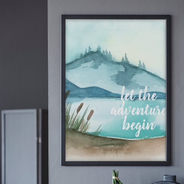 Affiche Aquarelle moderne Nature Commençons l'aventure (Créateur téléchargé)