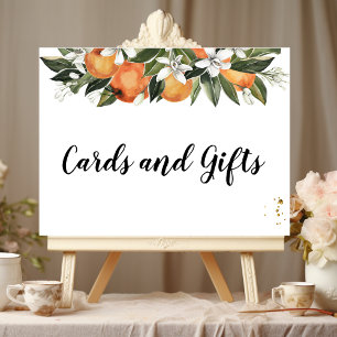 Affiche Aquarelle moderne orange et fleurs