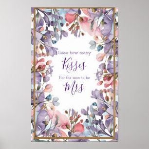 Affiche Aquarelle moderne pastel violet rose fleur sauvage