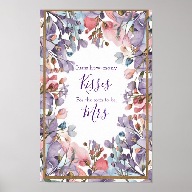 Affiche Aquarelle moderne pastel violet rose fleur sauvage (Devant)