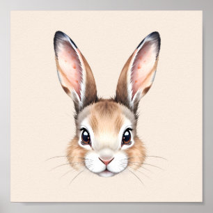 Affiche Aquarelle moderne personnalisée Mignonne Lapin de