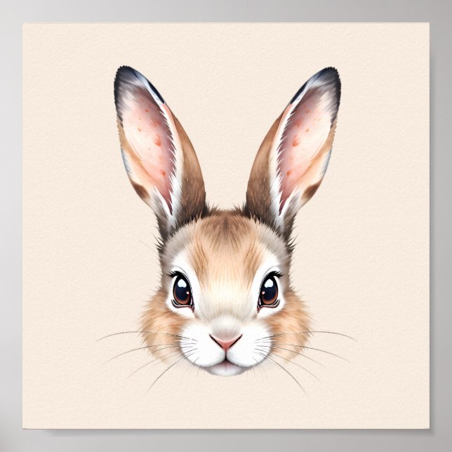 Affiche Aquarelle moderne personnalisée Mignonne Lapin de  (Devant)