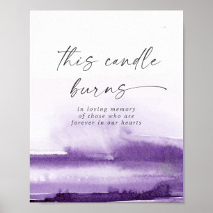 Affiche Aquarelle moderne   Purple Ce Candle Brûle Signe