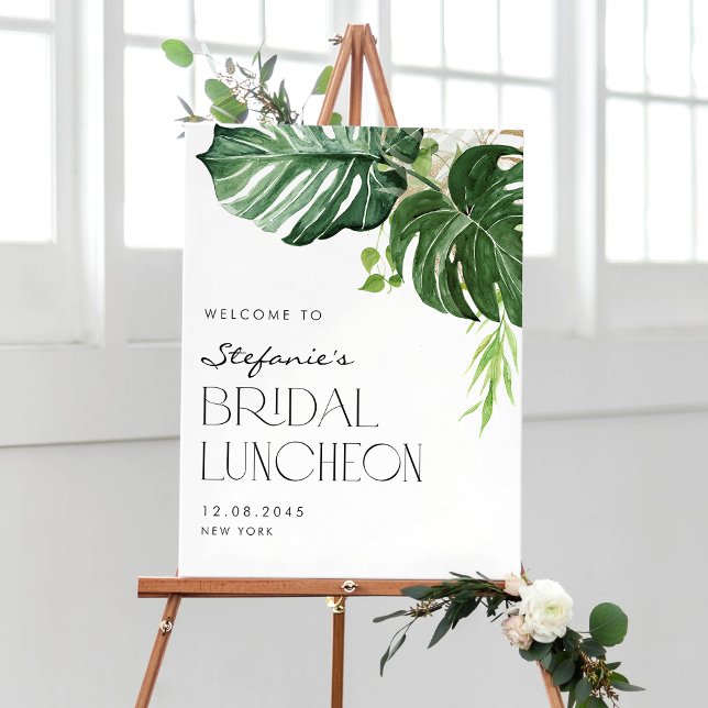 Affiche Aquarelle Monstera Tropical Bridal Luncheon (Créateur téléchargé)