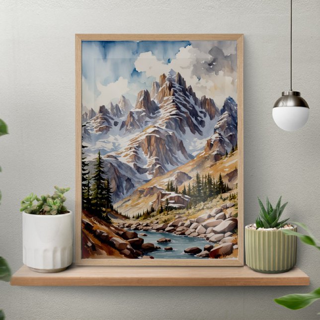 Affiche Aquarelle Montagnes modernes (Créateur téléchargé)