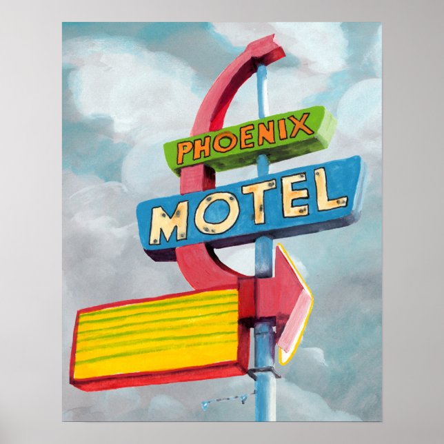 Affiche Aquarelle Motel Phoenix (Devant)